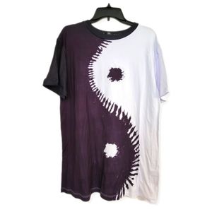 Tie Dyed Yin Yang Adult T-Shirt Black White Made in USA One Size